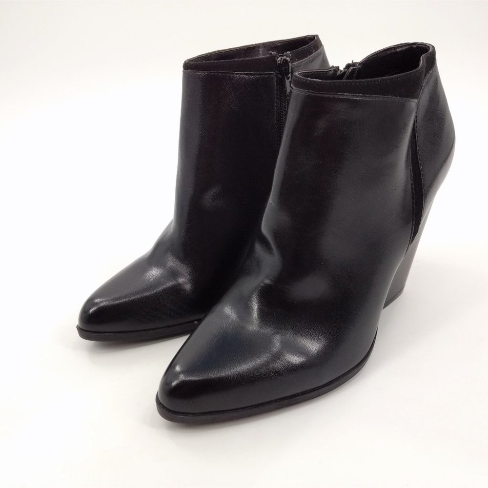 CHARLES JOURDON‎ Paris Cora Women's Size 10 Black Faux Leather Zip Ankle Boots